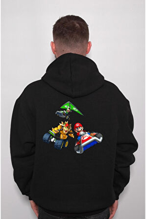 Süper Mario Mario Canavar Race Yarış Sweatshirt Unisex Kapüşonlu Hoodie