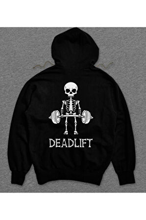 Deadlift GYM Fitness Skull Kuru Kafa Sweatshirt Unisex Kapüşonlu Hoodie