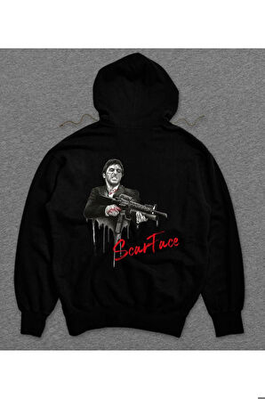 Scarface Yaralı Yüz Mafia Gun's Sweatshirt Unisex Kapüşonlu Hoodie