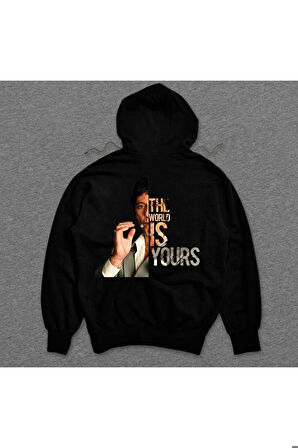 Scarface Yaralı Yüz The World Is Yours Sweatshirt Unisex Kapüşonlu Hoodie