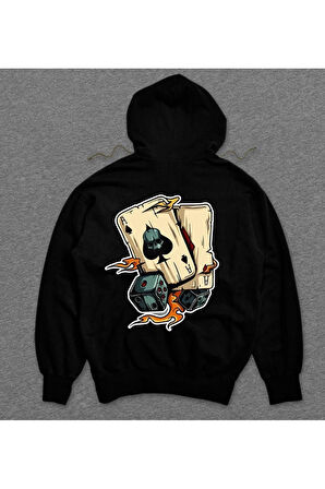 Poker Blackjack 21 İskambil Kağıdı Sweatshirt Unisex Kapüşonlu Hoodie