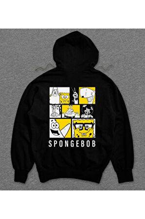 Sünger Bob Sponge Bob Kare Şort Sweatshirt Unisex Kapüşonlu Hoodie