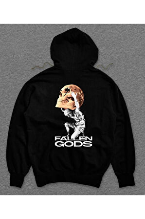 Fallen Gods Skull Kuru Kafa Tarih Sweatshirt Unisex Kapüşonlu Hoodie