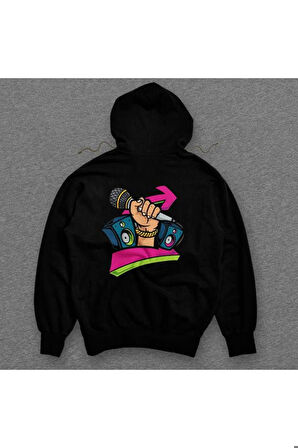 Rock&Roll Hip-Hop Music Hoparlör Konser Listen Sweatshirt Unisex Kapüşonlu Hoodie