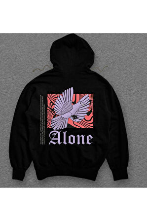 Alone Yalnız Kuş Bird Güvercin Sweatshirt Unisex Kapüşonlu Hoodie