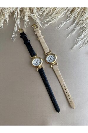 Retro Minimal Vintage Deri Kordon Kadın Kol Saati Kelebek Model