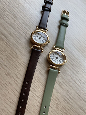 Retro Minimal Vintage Deri Kordon Kadın Kol Saati Kelebek Model