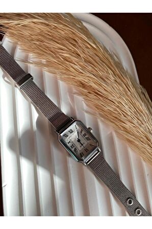 BS STILL hasır kordon minimal kadın kol saati modern vintage quartz Gümüş