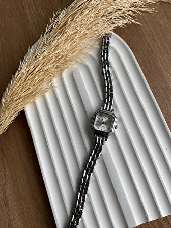 Bs stıll Minimal Vintage Retro Boncuk Taşlı Model Gümüş