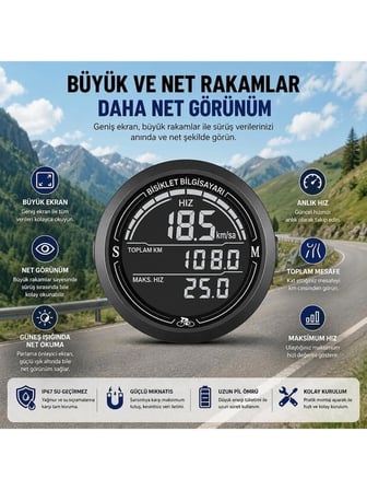 Luve Store Bisiklet Bilgisayarı KM Saati Hız ve Mesafe Ölçer Kablolu IP67 Suya Dayanıklı Aydınlatmalı LCD Ekran