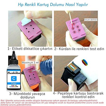 Hp Uyumlu Kartuş Dolum Seti (4 Renk x 100ml) Kolay Dolum Kiti