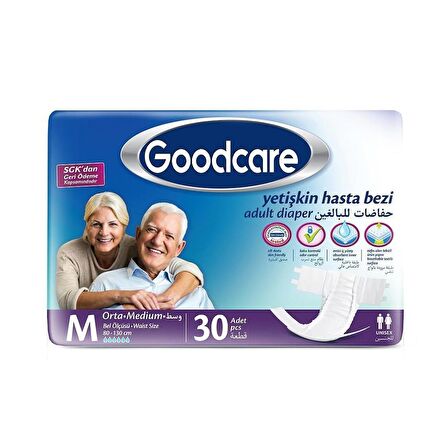 Goodcare Bel Bantlı Yetişkin Hasta Bezi Medium 30'lu 8 Paket 240 Adet