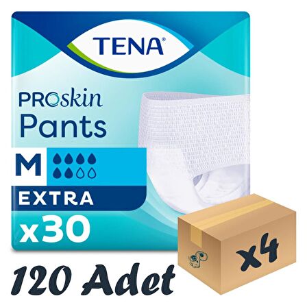 TENA ProSkin Pants Extra Emici Külot, Orta Boy (M), 6 Damla, 30'lu 4 Paket 120 Adet