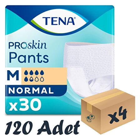 TENA ProSkin Pants Normal Emici Külot, Orta Boy (M), 5.5 Damla, 30'lu 4 Paket 120 Adet