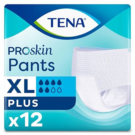 TENA ProSkin Pants Plus Emici Külot, En Büyük Boy (XL), 6 Damla, 12'li Paket