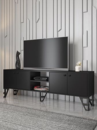 Wood'n Love Sofia 180 Cm Metal Ayaklı Tv Ünitesi - Siyah / Siyah