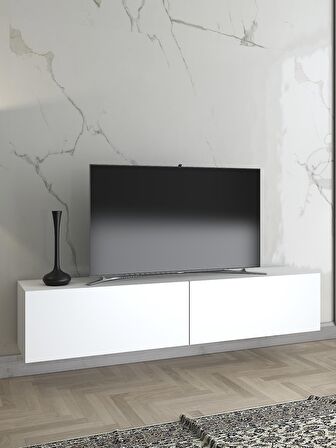 Wood'n Love Toprak 150 Cm Duvara Monte Tv Ünitesi - Beyaz / Siyah