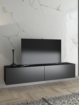 Wood'n Love Toprak 150 Cm Duvara Monte Tv Ünitesi - Siyah / Siyah