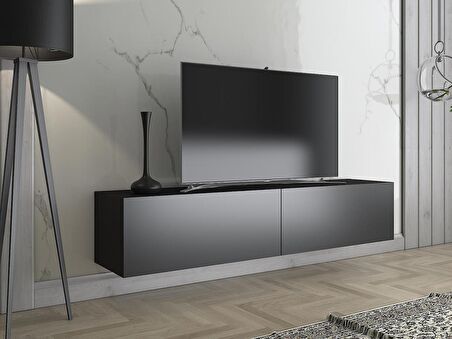 Wood'n Love Toprak 150 Cm Duvara Monte Tv Ünitesi - Siyah / Siyah