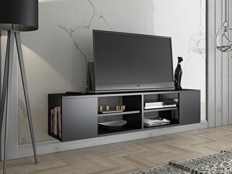 Wood'n Love Echo 150 Cm Duvara Asma Tv Ünitesi - Siyah