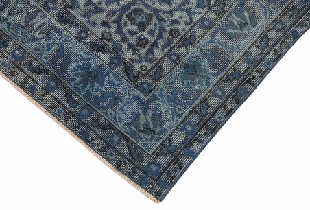 Gri Mavi El Dokuma Salon Halısı Madalyon Desenli Vintage Klasik