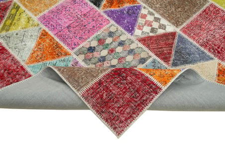 Modern Geometrik Desenli Kırmızı El Dokuma Halı Koridor Salon