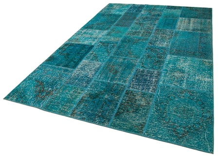 Turkuaz Modern Geometrik El Dokuma Salon Halısı Yatak Odası Vintage