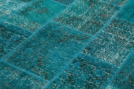 Turkuaz Modern Geometrik El Dokuma Salon Halısı Yatak Odası Vintage