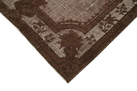 Kahverengi Desenli El Dokuma Salon Halısı Eskitme Vintage Stil