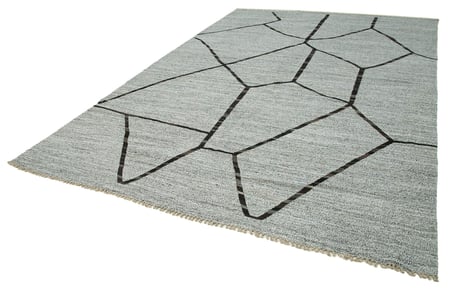 Gri Modern Geometrik Desenli El Dokuma Salon Halısı İskandinav Yatak Odası