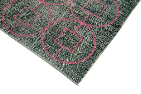 Modern Gri Salon Halısı Geometrik Desenli Yün El Dokuma Dikdörtgen Tek Parça