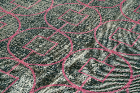 Modern Gri Salon Halısı Geometrik Desenli Yün El Dokuma Dikdörtgen Tek Parça