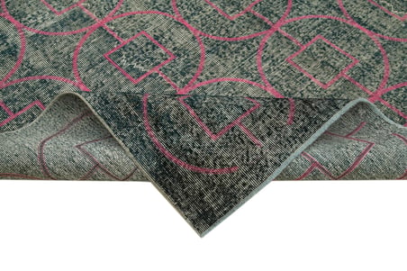 Modern Gri Salon Halısı Geometrik Desenli Yün El Dokuma Dikdörtgen Tek Parça
