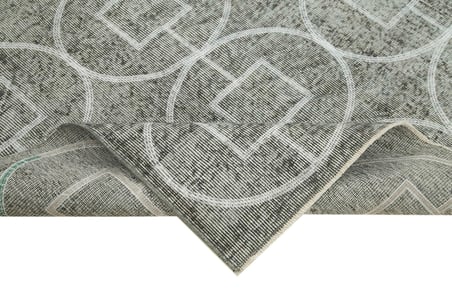 Gri El Dokuma Yün Salon Halısı Geometrik Eskitme Model Koridor