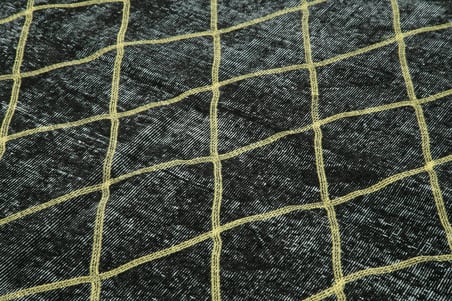Antrasit Sarı Geometrik Eskitme Salon Halısı El Dokuma Koridor