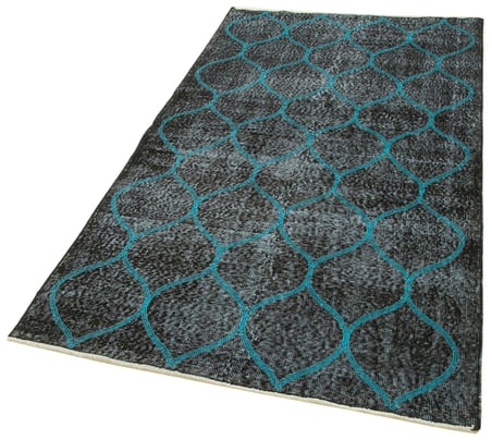 Antrasit Geometrik Desenli El Dokuma Salon Halısı Modern Yatak Odası