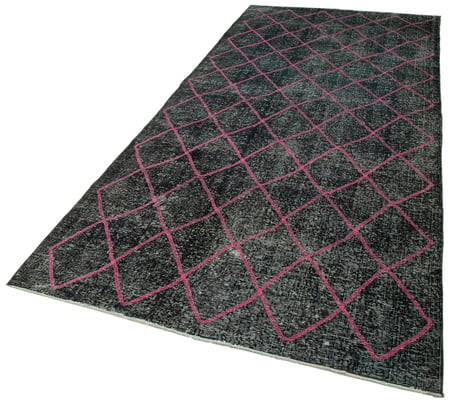 Antrasit El Dokuma Geometrik Desenli Modern Salon Halısı Koridor Tipi
