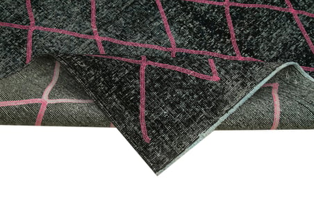 Antrasit El Dokuma Geometrik Desenli Modern Salon Halısı Koridor Tipi