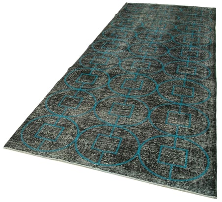 Antrasit Geometrik Desenli El Dokuma Salon Halısı Modern Koridor