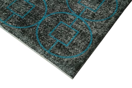 Antrasit Geometrik Desenli El Dokuma Salon Halısı Modern Koridor
