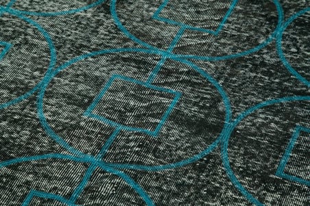 Antrasit Geometrik Desenli El Dokuma Salon Halısı Modern Koridor