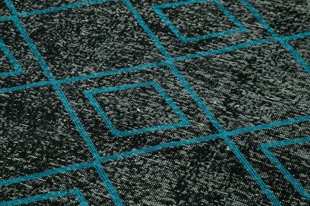 Antrasit Gri Modern Geometrik Desenli El Dokuma Halı Koridor