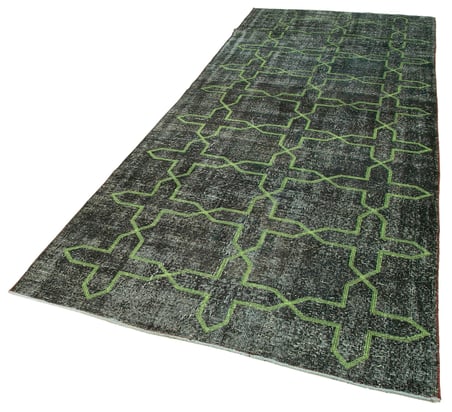 Gri El Dokuma Modern Geometrik Desenli Salon Halısı Koridor Yatak Odası Eskitme Stil