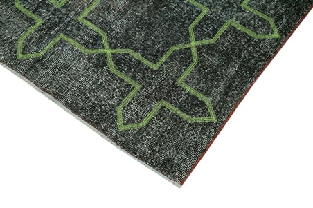 Gri El Dokuma Modern Geometrik Desenli Salon Halısı Koridor Yatak Odası Eskitme Stil