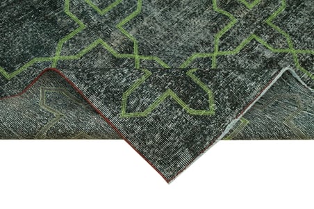 Gri El Dokuma Modern Geometrik Desenli Salon Halısı Koridor Yatak Odası Eskitme Stil