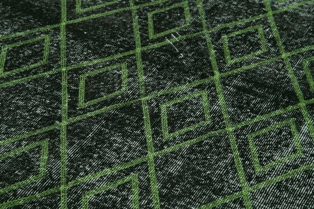 Antrasit Yeşil Modern Geometrik Dokuma Halı Koridor Salon Oda