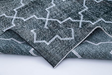 Antrasit Geometrik Desenli El Dokuma Salon Halısı Koridor Yatak Odası