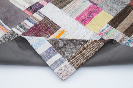 Gri Patchwork El Dokuma Salon Kilimi Bohem Stil Koridor Yatak Odası