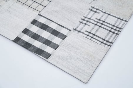 Krem Renk Geometrik Modern El Dokuma Salon Kilimi Yatak Odası