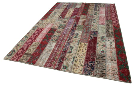 Kiremit Patchwork Desenli El Dokuma Salon Halısı Yatak Odası